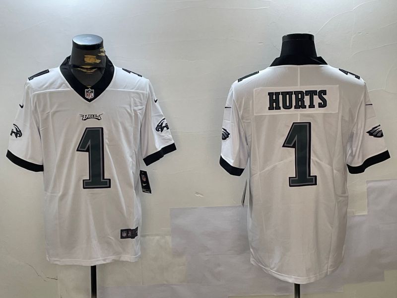 Men Philadelphia Eagles #1 Hurts White Second generation 2024 Nike Limited NFL Jersey style 1->philadelphia eagles->NFL Jersey